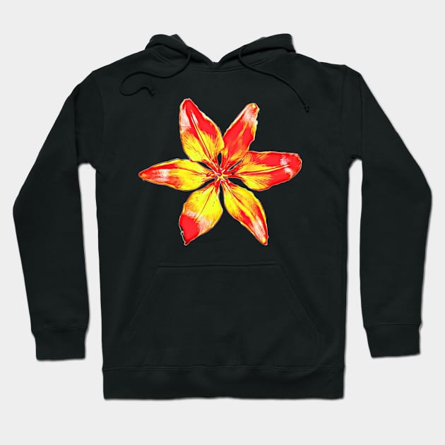 Orange Tiger Lily Watercolor Style Tiled Pattern Hoodie by BubbleMench